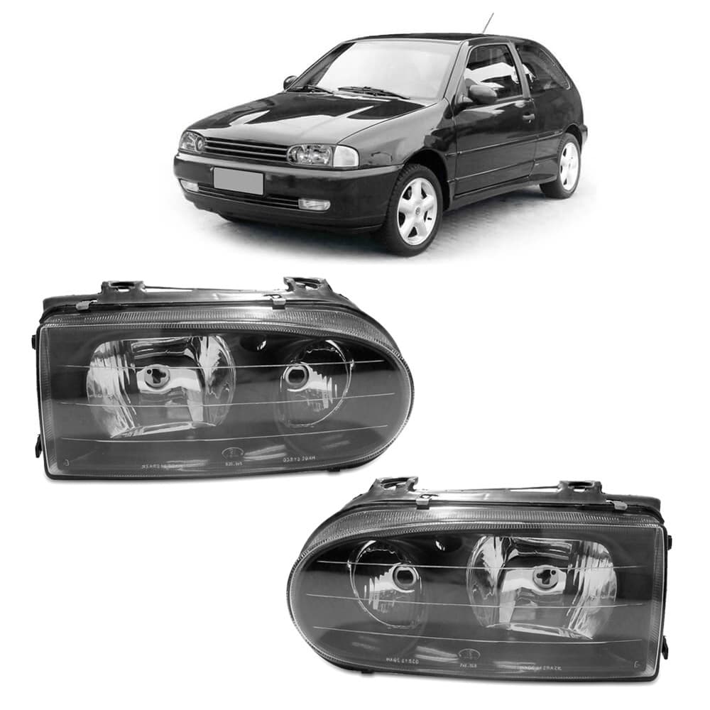 Par Farol Gol Atlanta Gti Tsi 1995 A 1999 Duplo Lente Lisa M Negra - Gol Saveiro Parati 1995 A 1999 -Special 1998 A 2004