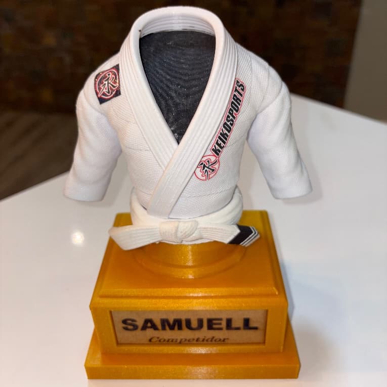 Troféu Jiu-Jitsu Personalizado | Kimono 3D | Presente para Professor, Atleta e Competidor