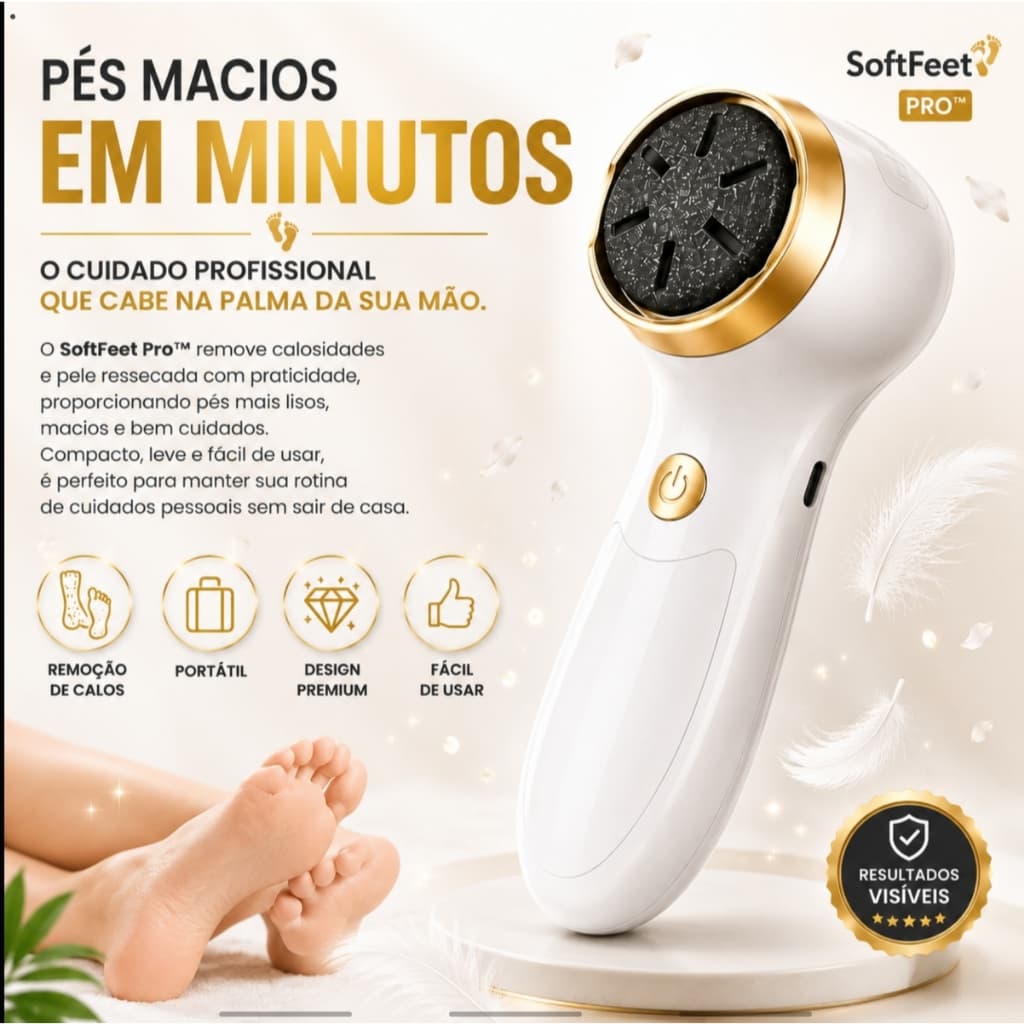 Esfoliador Elétrico Para Pés Recarregável SoftFeet Pro™ Removedor de Calos Pedicure Profissional Portátil Lixa Elétrica