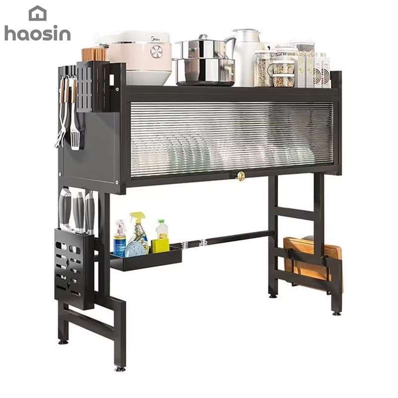 Escorredor Inox 65cm c/ Porta Talheres – Organizador de Cozinha, Prateleira para Louças