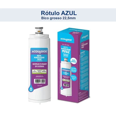 Filtro Refil Purificador Master Frio Rotulo Azul 22,5 Mm ATENÇÃO REFIL BICO GROSSO- LINHA AZUL