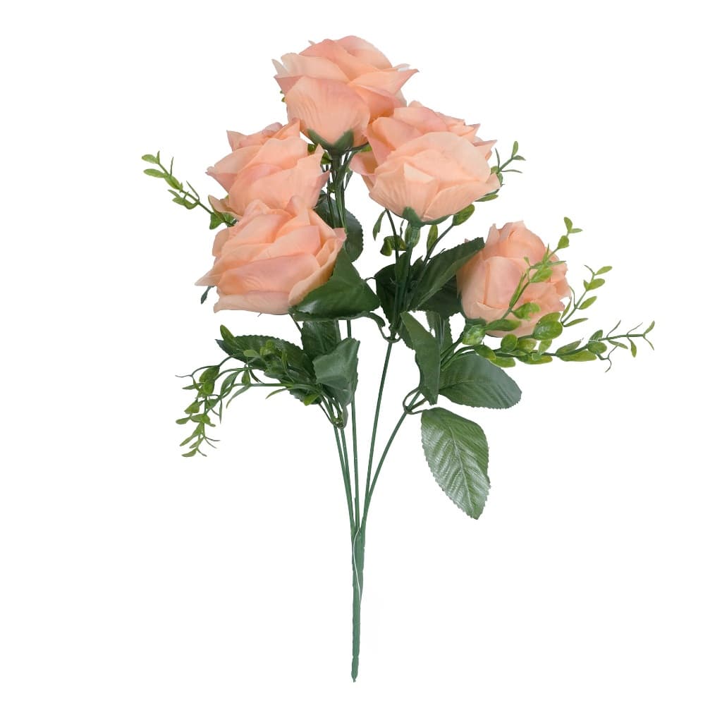 Buquê Artificial de Rosas c/5 botões Rosa Decoração de Casamento Casa Buquê Luxo