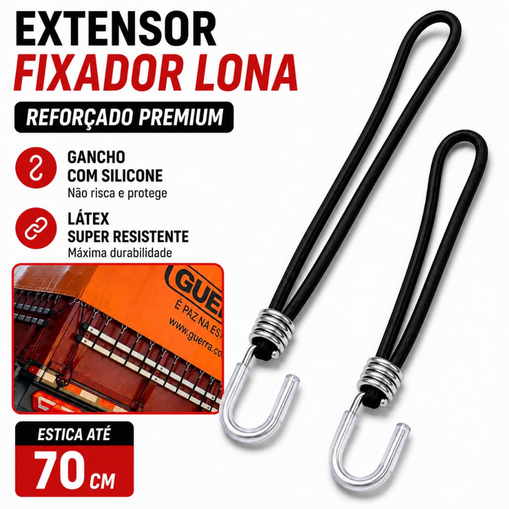 Elástico Extensor Moto Emborrachada Gancho Para Lona De Caminhão