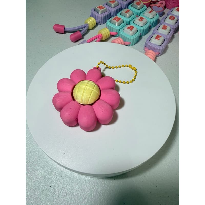 CHAVEIRO DE FLOR CLICKER CHAVEIRO FOFO FLOR ROSA 3D
