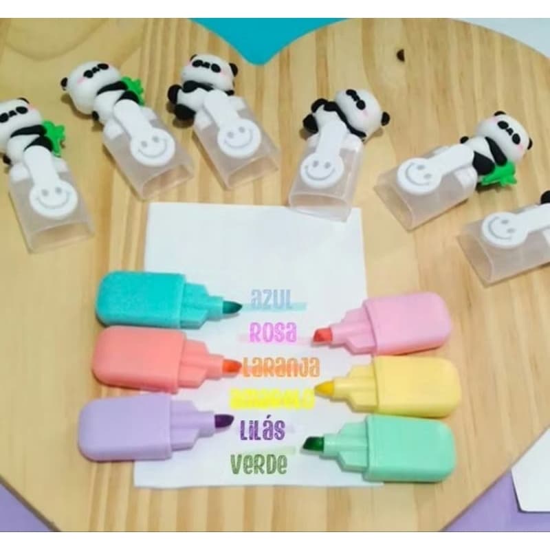 Kit Marca Texto PANDA 🐼  - Kit com 6 Marca Texto Fofinhos