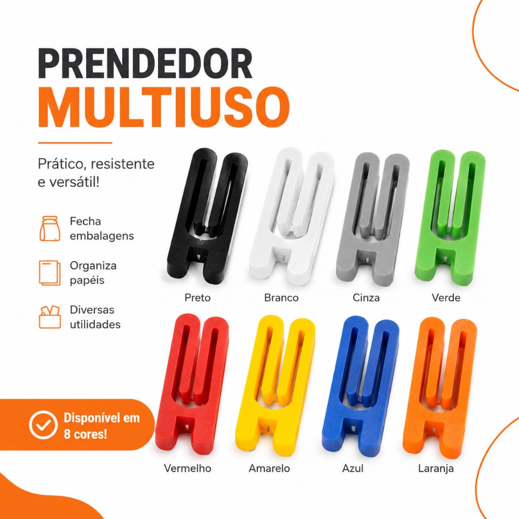 Prendedor Multiuso para Embalagens Kit 5, 10 ou 15 Unidades Fecha Sacos Reutilizável