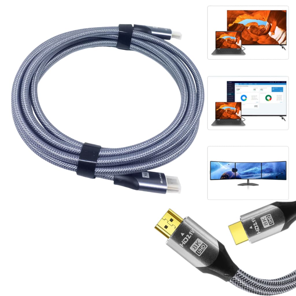 Cabo HDMI 2.1 8K 3 Metros 48Gbps Ultra HD 4K 120Hz Alta Velocidade Para TV PS5 Xbox
