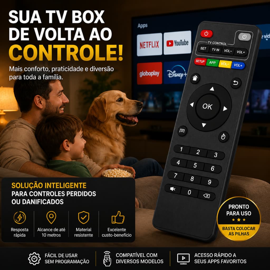 Controle Remoto Para TV Box Compatível LE-7490