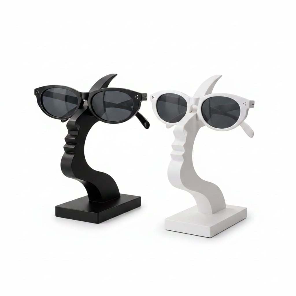Kit com 2 Porta Óculos Decorativos | Estilo Rosto | Design Moderno e Elegante Preto/Branco