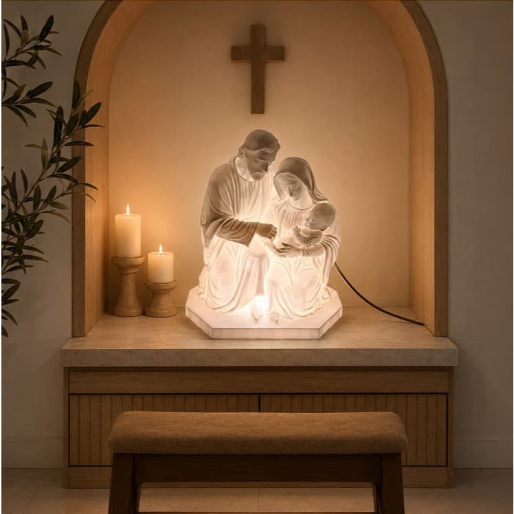 Luminária Sagrada Família Decorativa – Abajur Religioso para Quarto e Sala