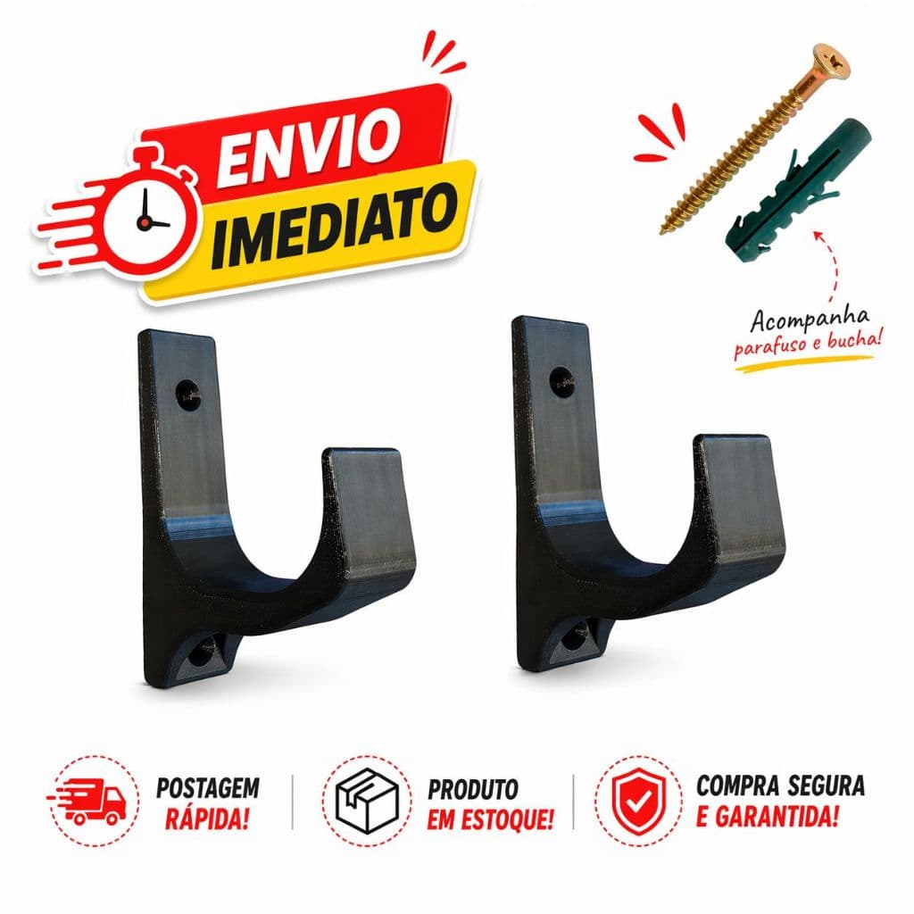 Suporte de Parede para Rifles Airsoft | Compatível com AEP e GBB (Par) Organização Decoração Acompanha Buchas e Parafuso