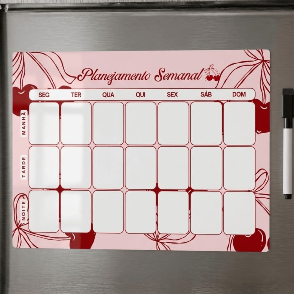 Lousa magnética Controle de hábitos, Planner mensal, semanal, imã de geladeira