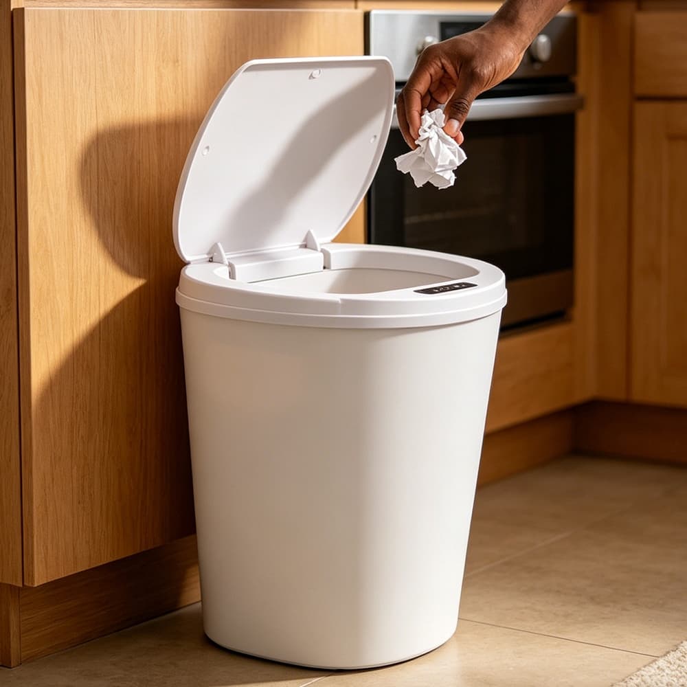 Lixeira Automática Inteligente 16L Sensor de Movimento Tampa Touch Recarregável para Casa Escritório Banheiro