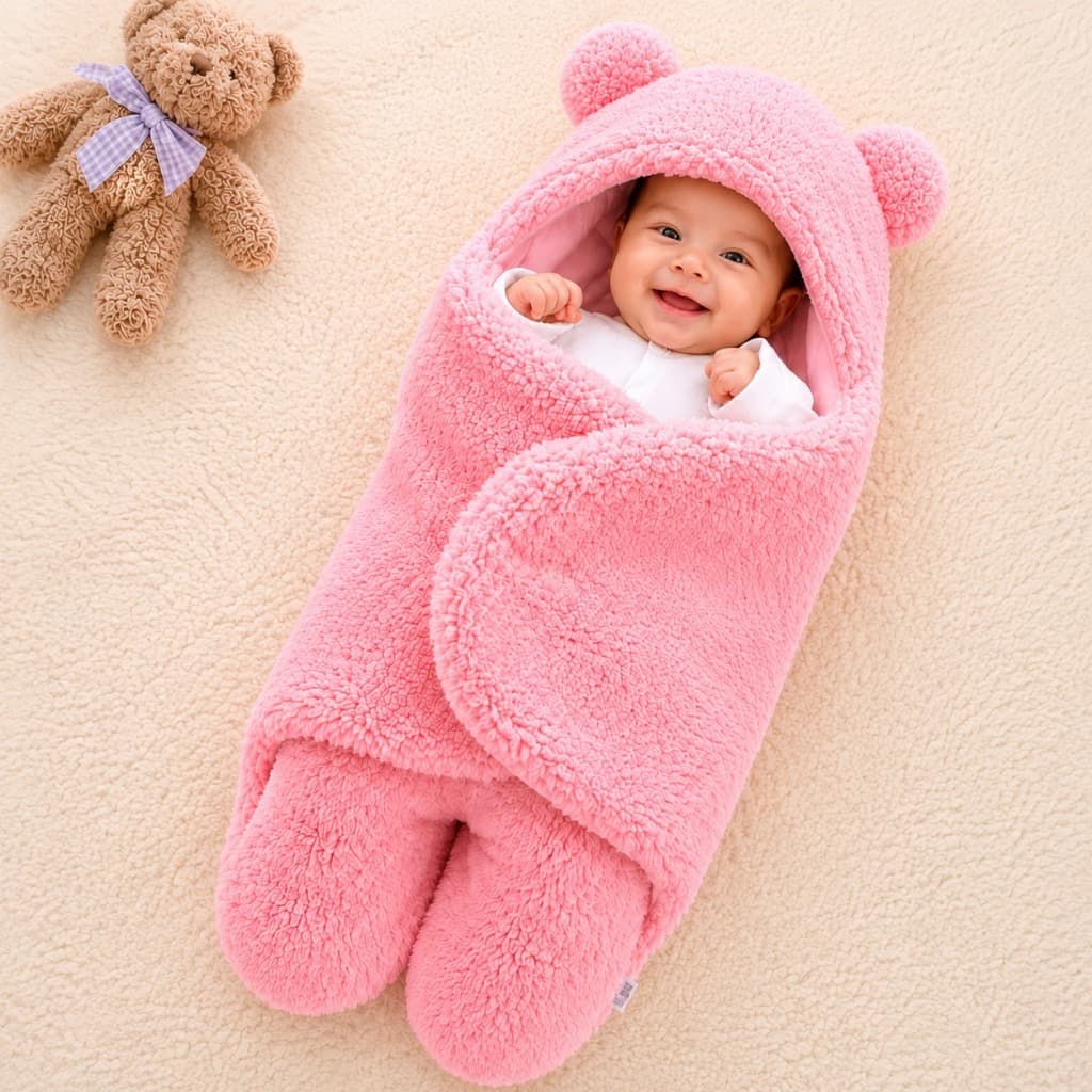 Saco de Dormir Bebe Ursinho Maternidade com Sherpa Dupla Face Menina e Menino