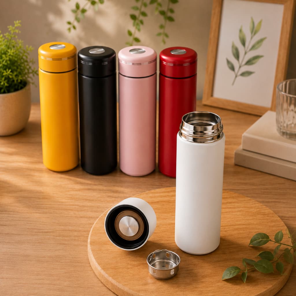 Garrafa Térmica 300ml Com Infusor Chá Parede Dupla Inox Antivazamento Resistente Academia Trabalho