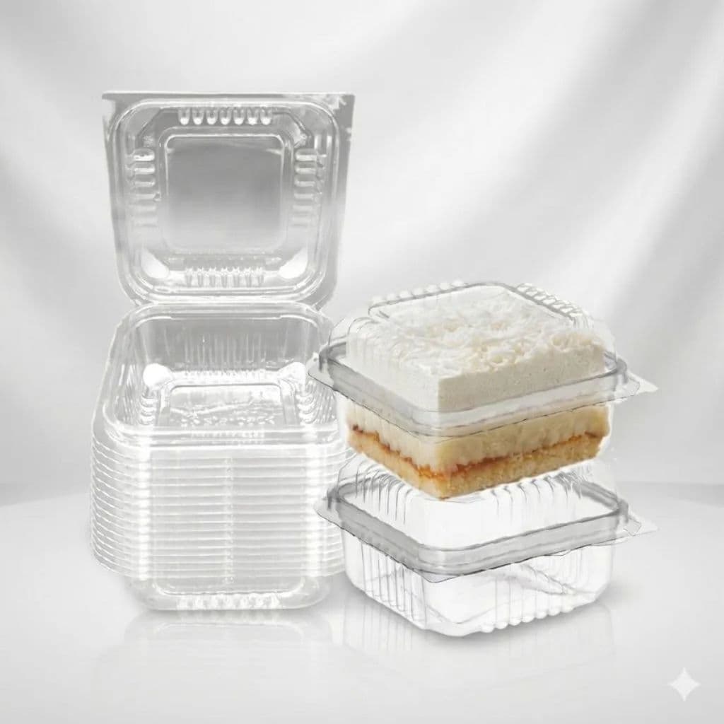 50~200~300 Unidades de Embalagem Quadrada Para Doces Brigadeiro Bolo de Colher e Sobremesa 4 Doces /PET Transparente