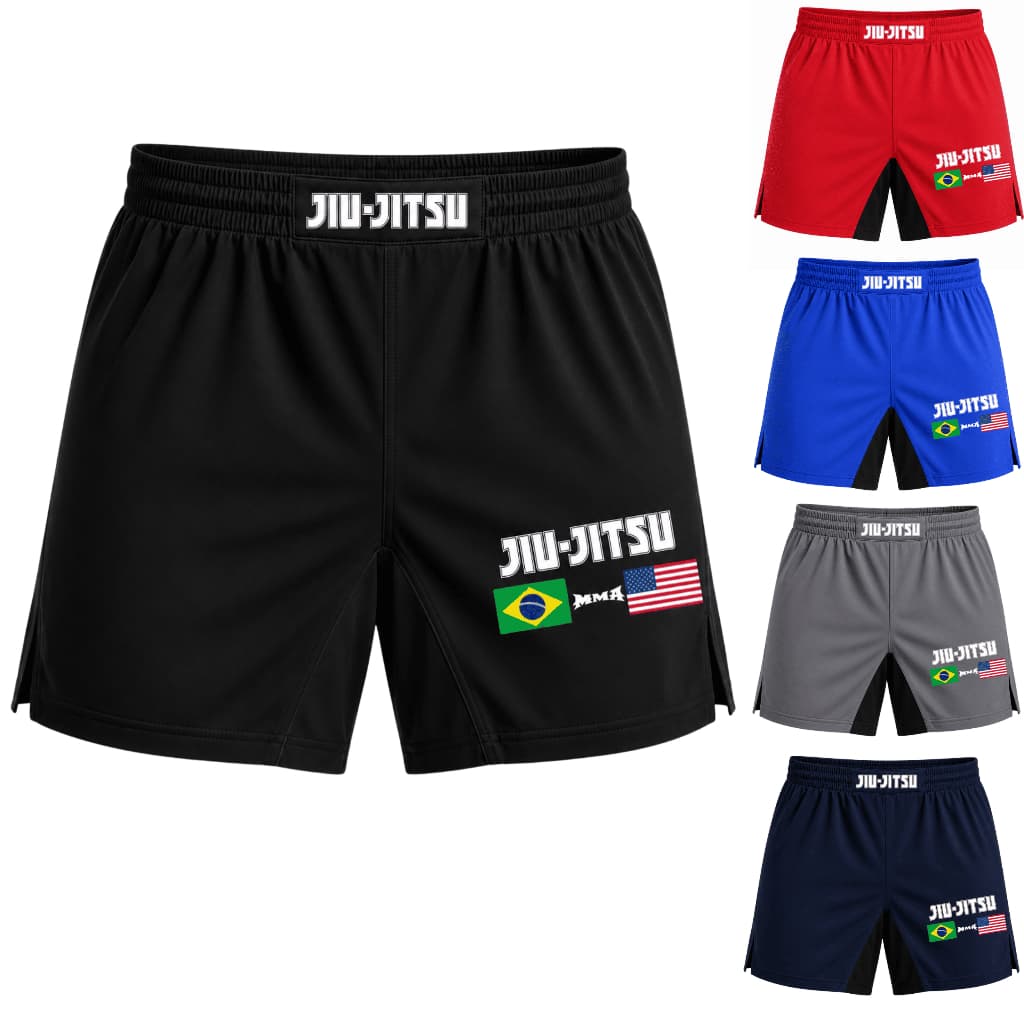 Bermuda Jiu Jitsu Fighter Treino Academia Masculina Elastano C/ Faixa de Suplex