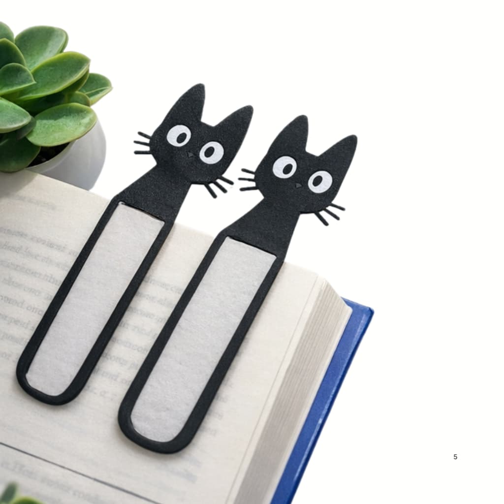 Kit 2 Marcadores De Páginas Para Livros Gatos Fofos Cores Preto Gato