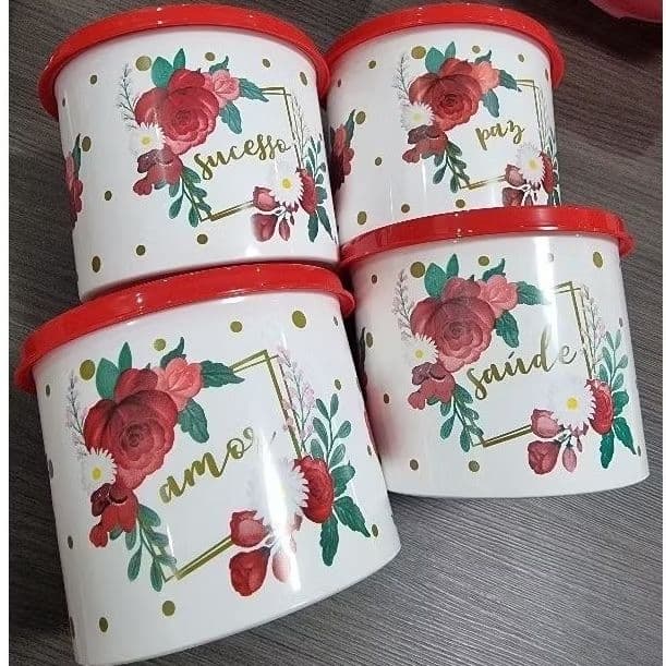 REDONDINHA FLORAL SAÚDE, SUCESSO, PAZ E AMOR POTE, POTINHO REDONDO/PRESENTE