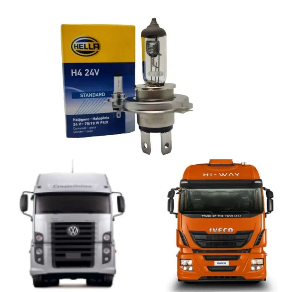 Lâmpadas Hella H4 24V 75/70W Original Farol Caminhão Ônibus