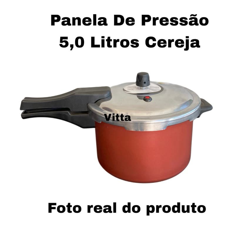 Panela de pressão 5,0 Litros - Fechamento Externo- Teflon Cereja