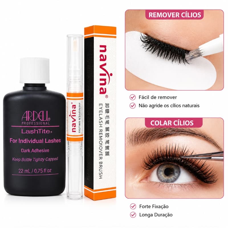 Kit with Ardell Lashtite Eyelash Glue 22ml Hypoallergenic + Navina Professional Eyelash Glue Remover Pen
