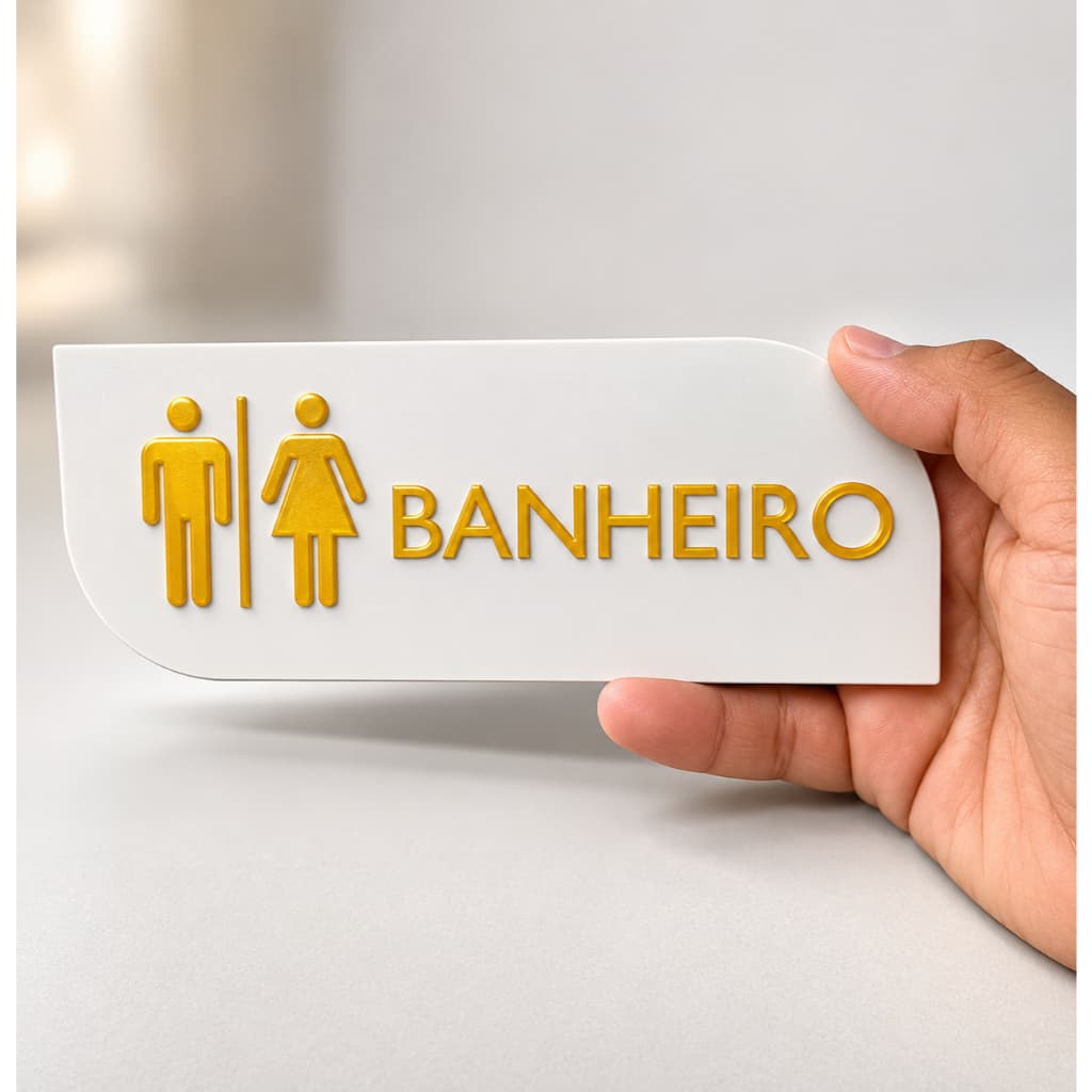 Placa Sinalização Banheiro | Feminino e Masculino | Personalizada para Porta