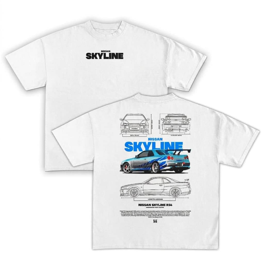 Camiseta Oversized Nissan Skyline R34 FastFurious GTR 100% Algodão Unissex Gearhead Envio Imediato