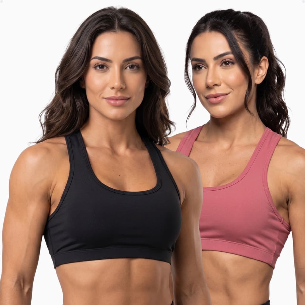 Kit 2 Sutiã Nadador Conforto Feminino Sem Bojo Fitness Esportivo Elasticidade Alta Qualidade