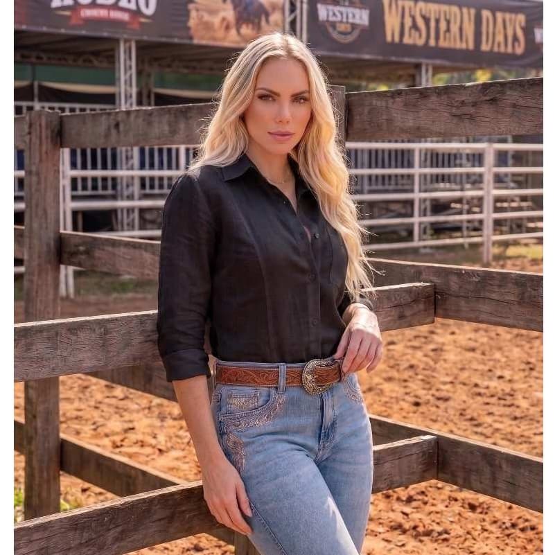 Camisa Feminina Country Acinturada Moda Sertaneja Festa do Peão