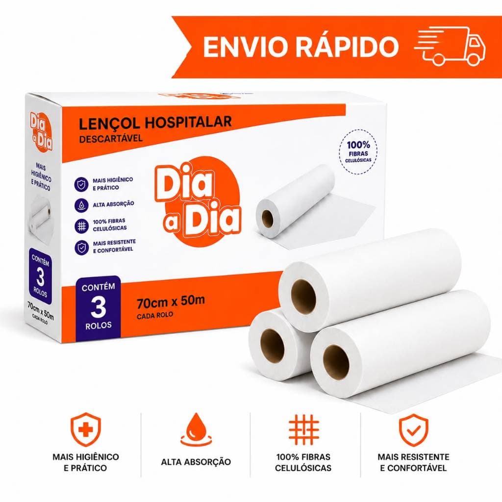 Kit 3 Lençóis Descartáveis de Papel Premium Hospitalar para Maca 70x50 cm