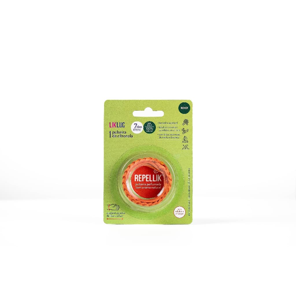 Pulseira repelente de Citronela Repellik Proteção até 7 dias Segura para Crianças e Adultos