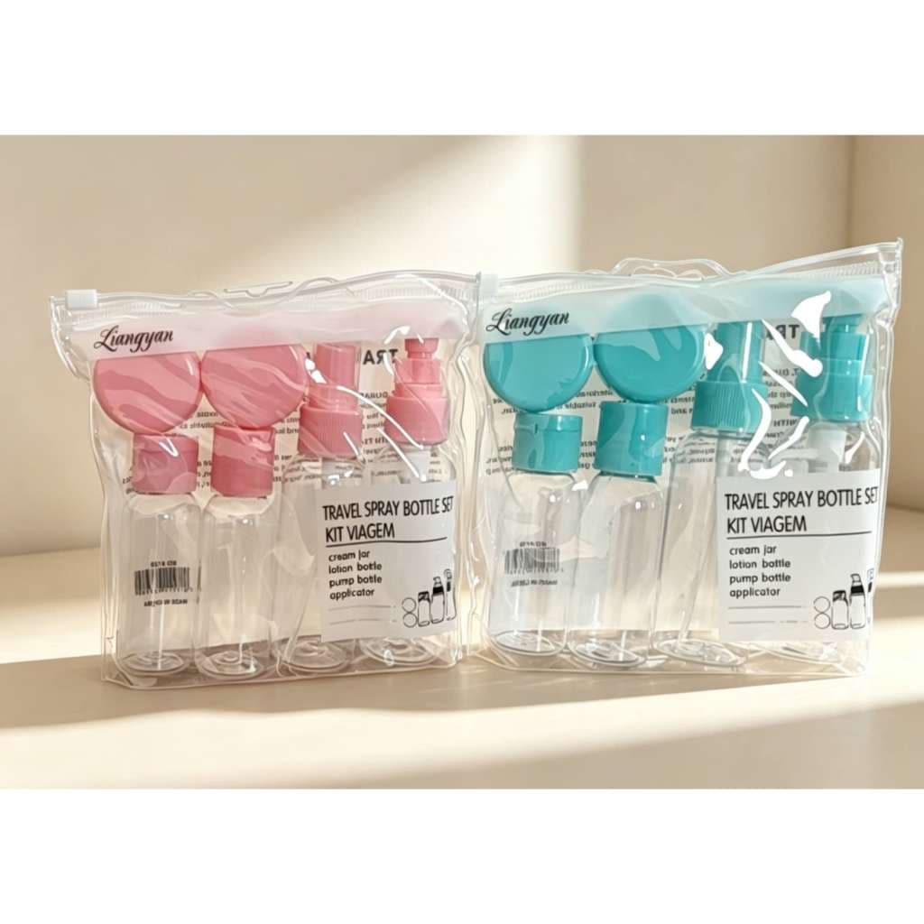 Kit De Frascos Para Viagem 6 Peças Creme Cosméticos Pote Higiene Pessoal Rosa