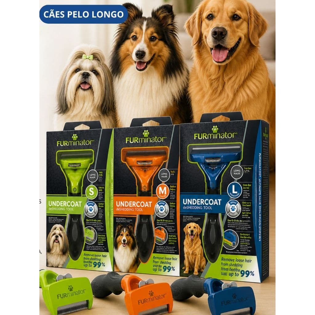 Escova Furminator Cães Pelo Longo - Tam P , M ou G