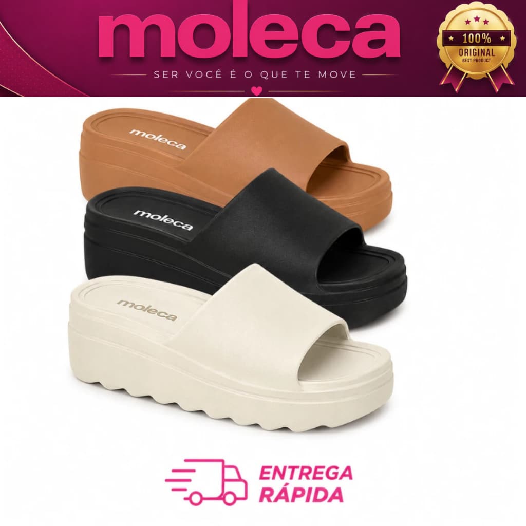 Tamanco Slide Feminino Moleca com Plataforma Super Leve e Confortável Ideal para Caminhadas Leves Dia a Dia Original