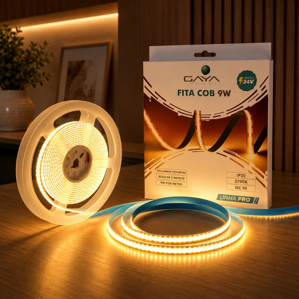 Fita Led Cob 24v 9w/m 900lm 2700k 3000k 4000k IRC 90 Gaya