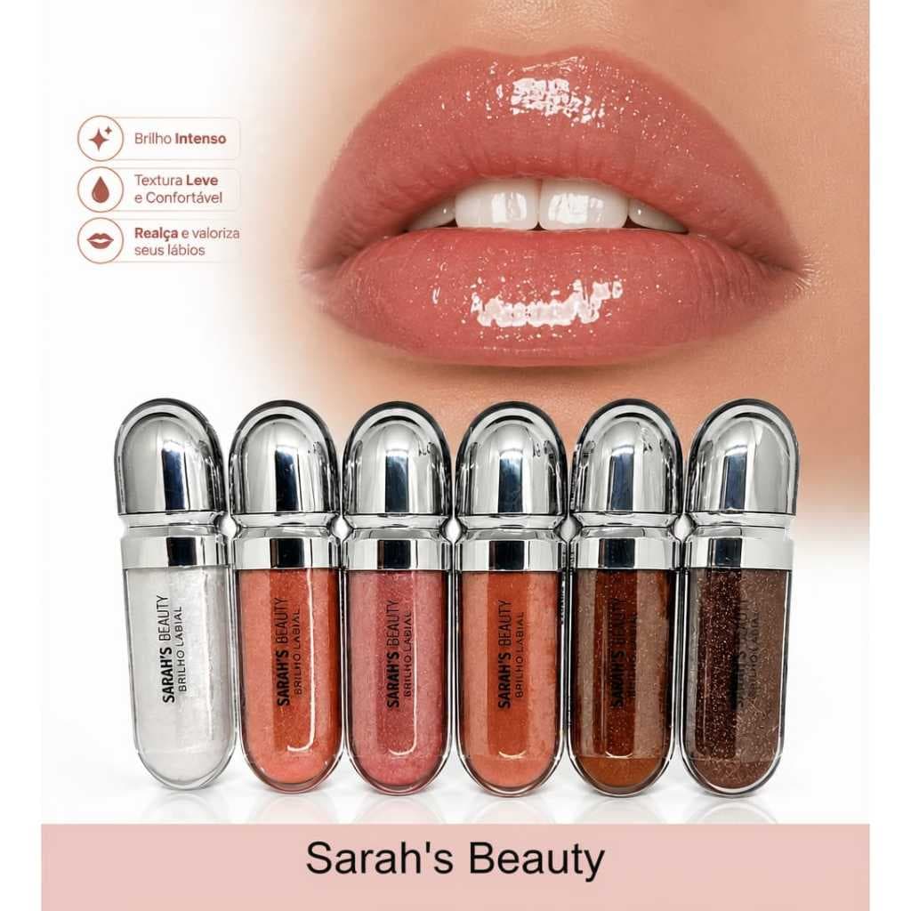 Gloss Labial Sarah's Beauty Brilho Labial Lip Gloss Hidratante Efeito Espelhado Glitter Maquiagem S6131