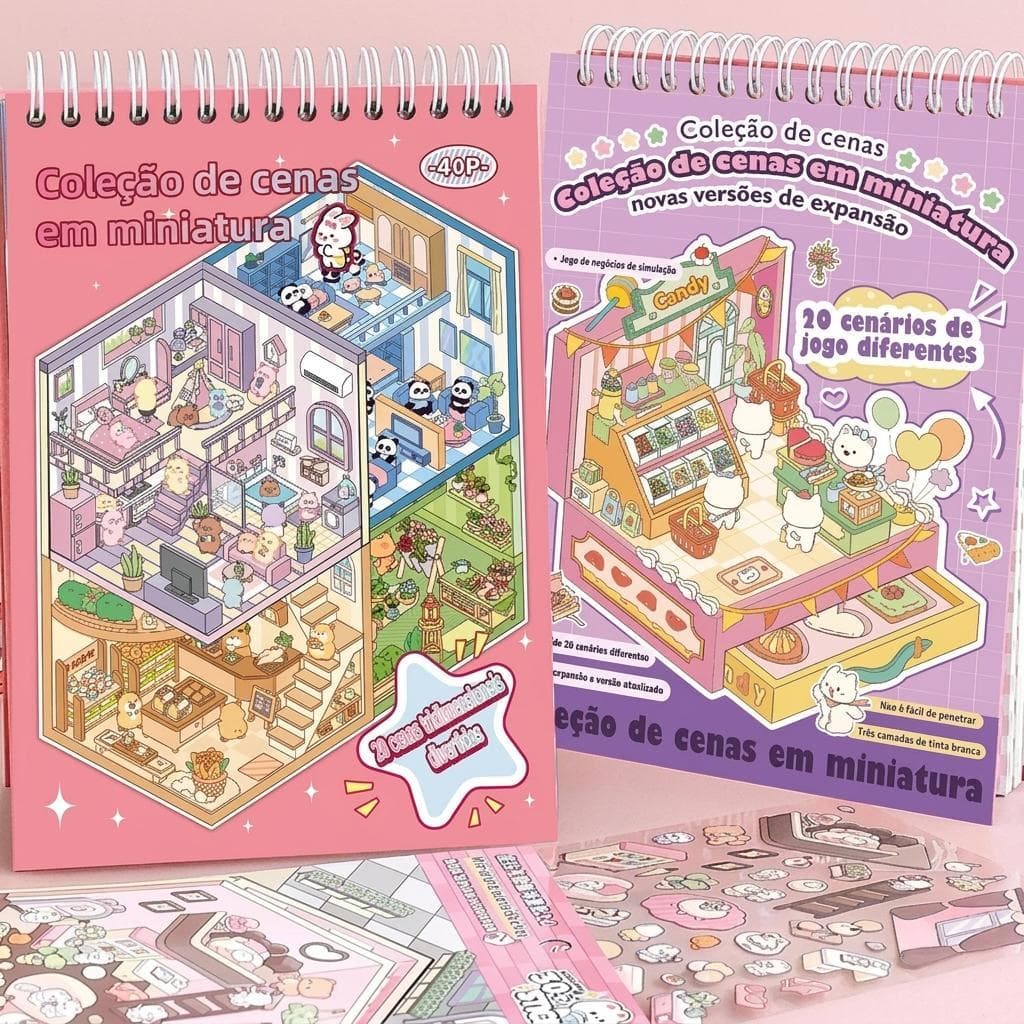 Caderno de Adesivos 3D com 8 Cenas Diferentes  DIY Relaxante Educativo Livro Silencioso para Crianças Brinquedo