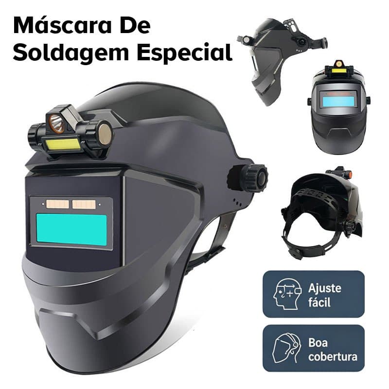 Máscara de Solda Profissional com Escurecimento Automático LCD – Capacete de Soldagem para Uso Industrial