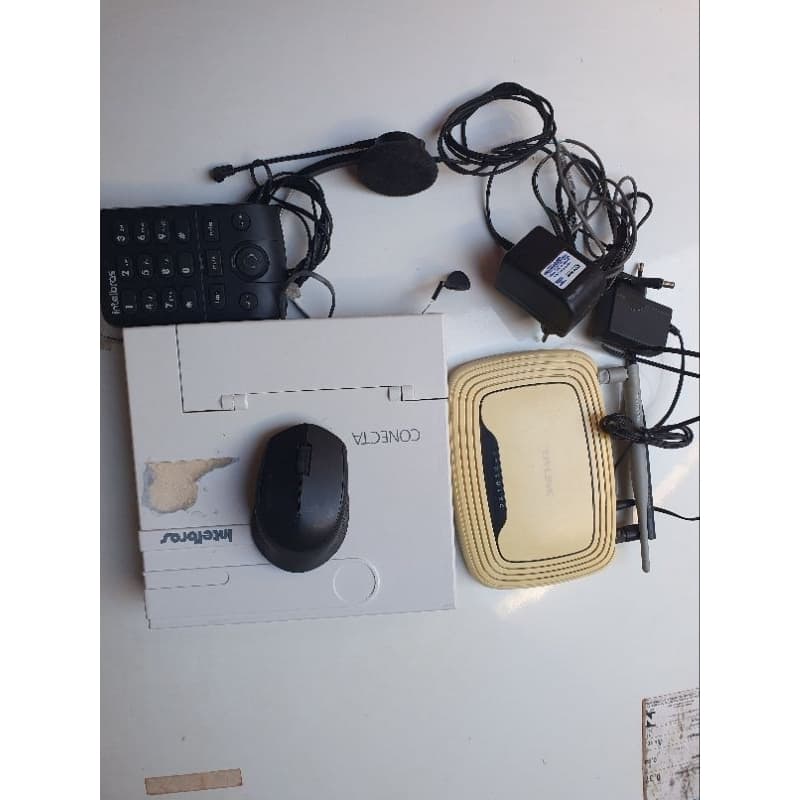 Lote Sucata Equipamentos Telecom / Informática (PABX Intelbras + Roteador TP-Link + Headset)
