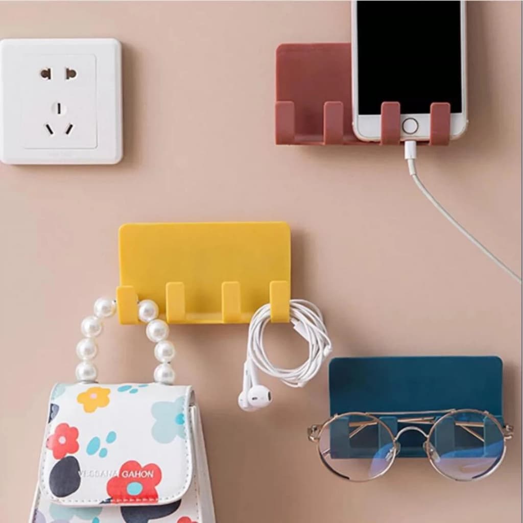Gancho Adesivo Plástico Retangular para Parede Organização e Decoração