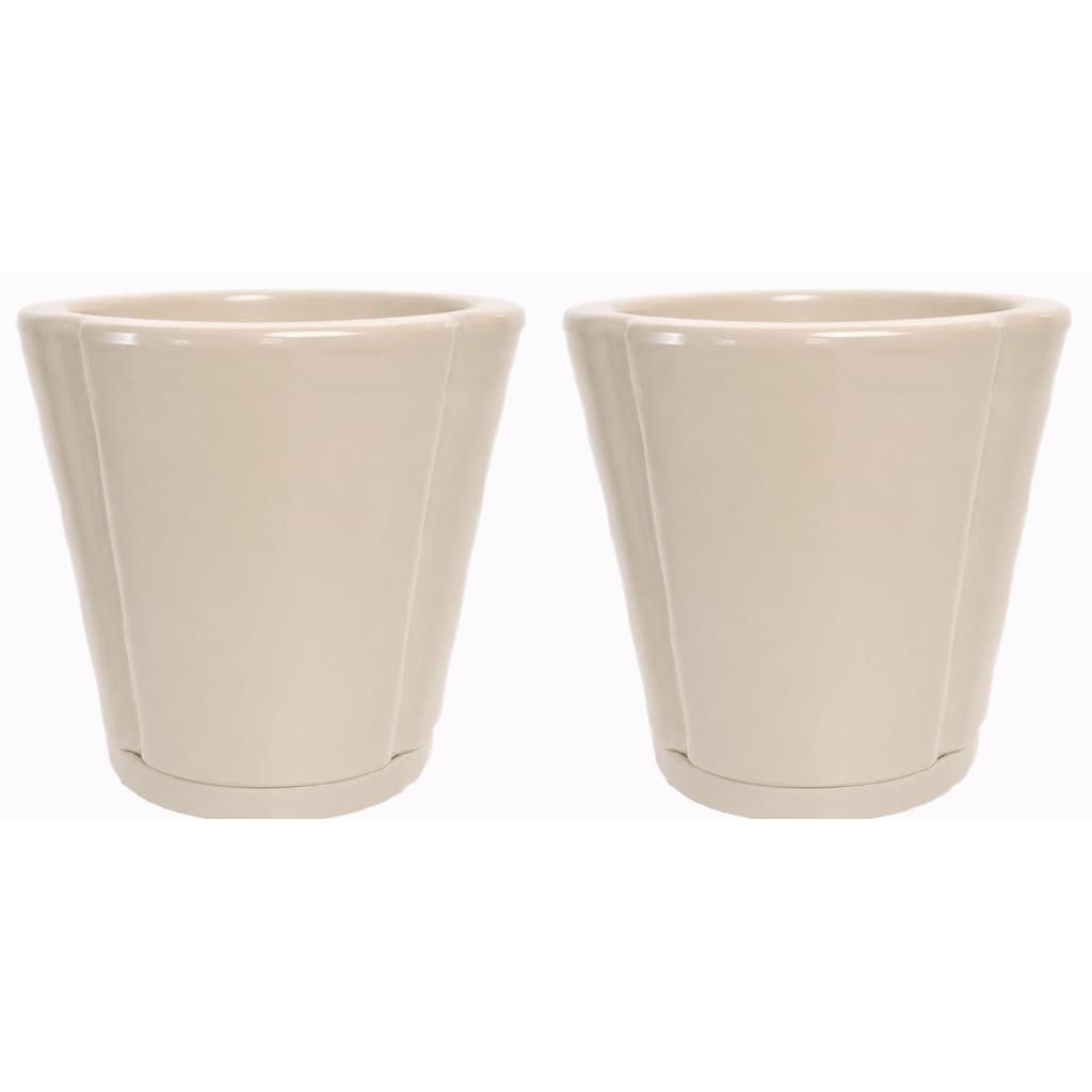 Kit 2 Vasos Para Plantas Cachepô Grego Tamanho P com Prato Coletor - Vaso Decorativo em Polietileno