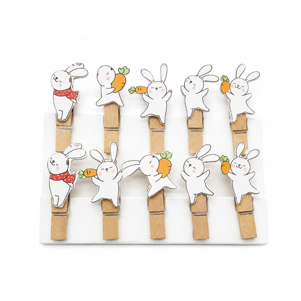 Kit com 10 mini prendedores com desenho de coelhinho fofo