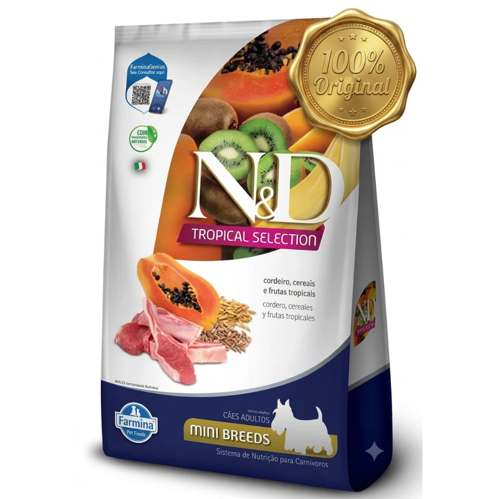 Ração ND Tropical Cães ADULTOS Mini Cordeiro Cereais e Frutas 2kg