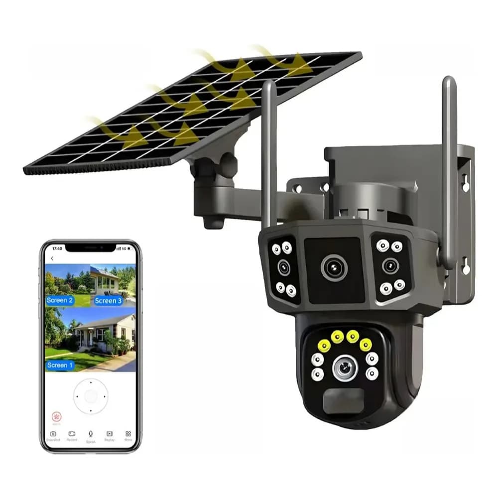 Câmera Segurança Solar 4g Free Rural Lente Dupla Visão Noturna
