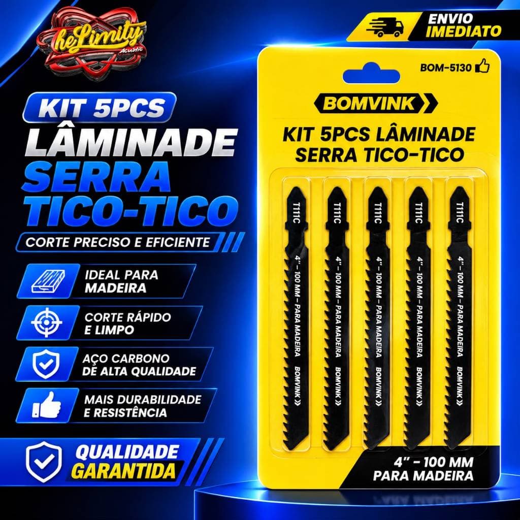 Kit 5 Laminas De Serra Tico Tico Madeira Mdf 100mm