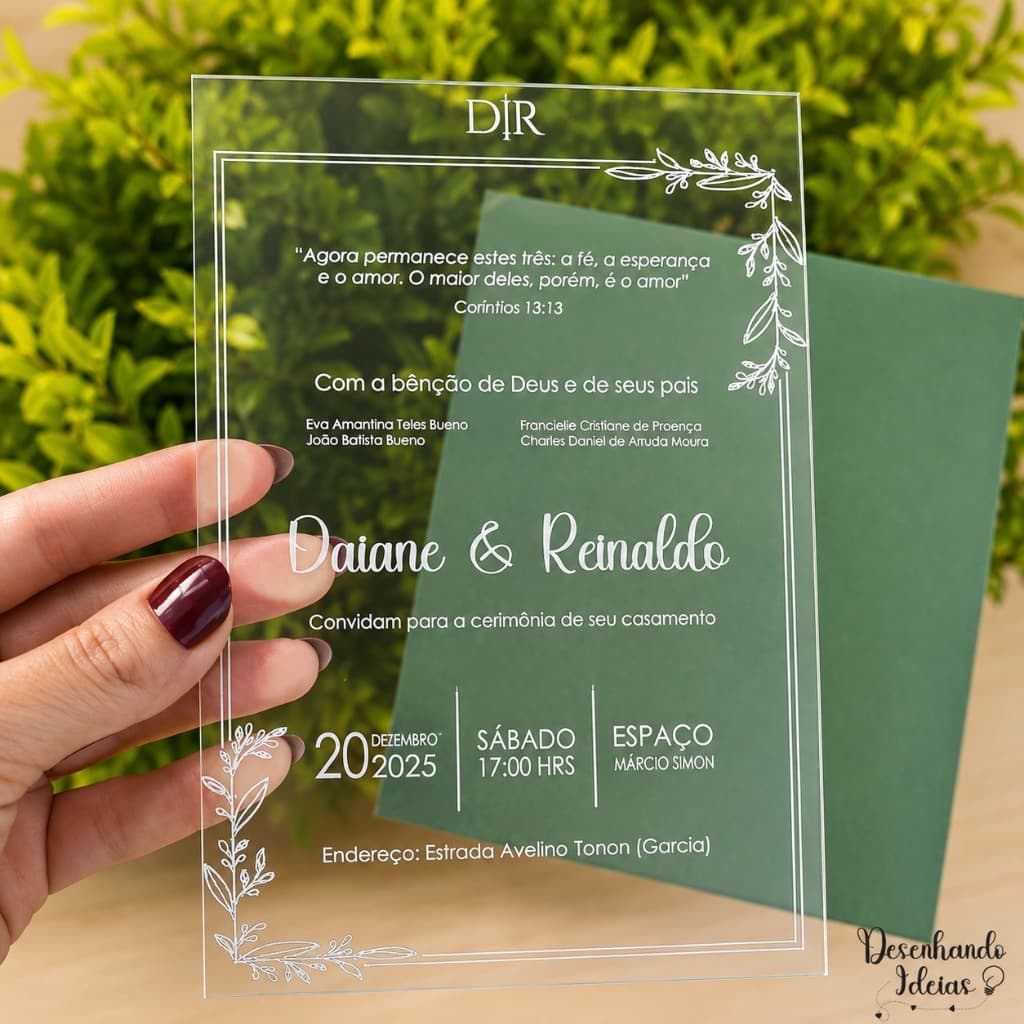 Convites de Casamento em Acrílico Transparente Personalizados com Elegância e Sofisticação