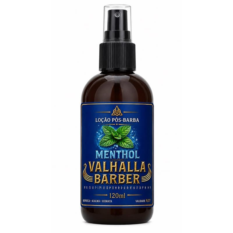 Loção Pós Barba Menthol Valhalla Barber 120ml Refrescante Hidratante Anti Irritação