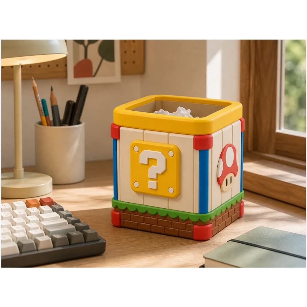 Porta-Lápis ou Lixeira de Mesa Gamer Cubo Surpresa | Organizador Decorativo