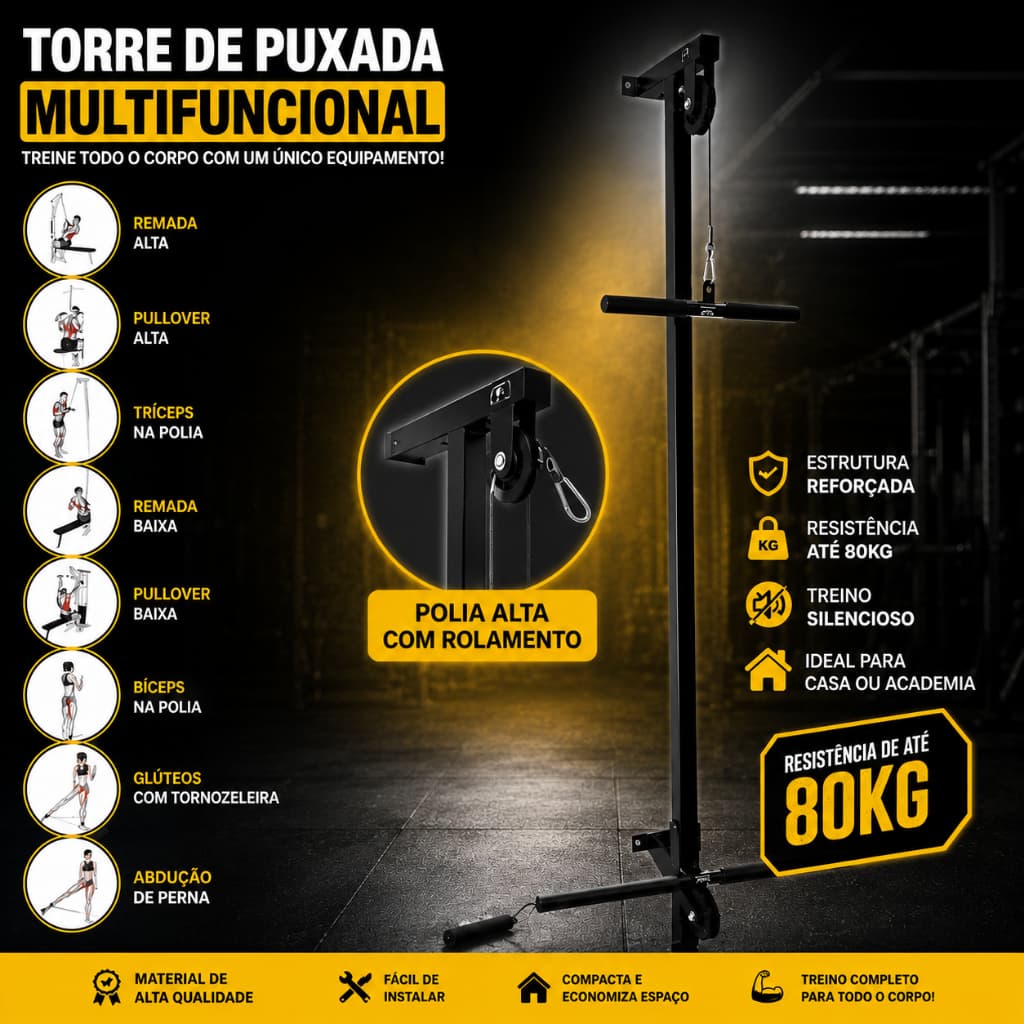 Crossover Fixo Parede Treino Academia Costas Bíceps Tríceps
